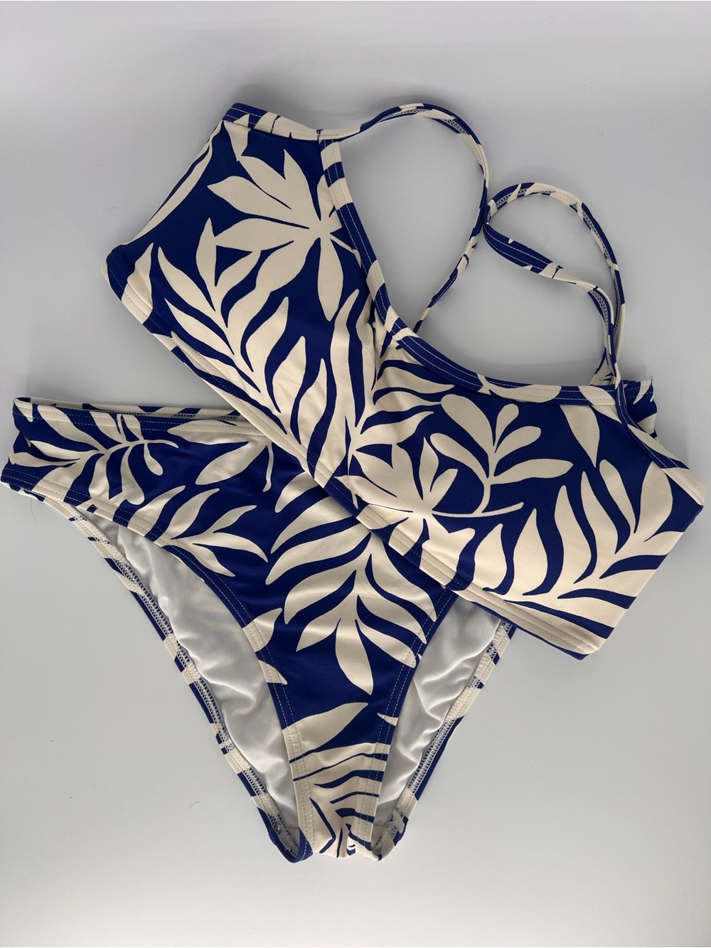 Kate Spade New York Bikini Set Medium Blue White Tropical Floral 2 Piece